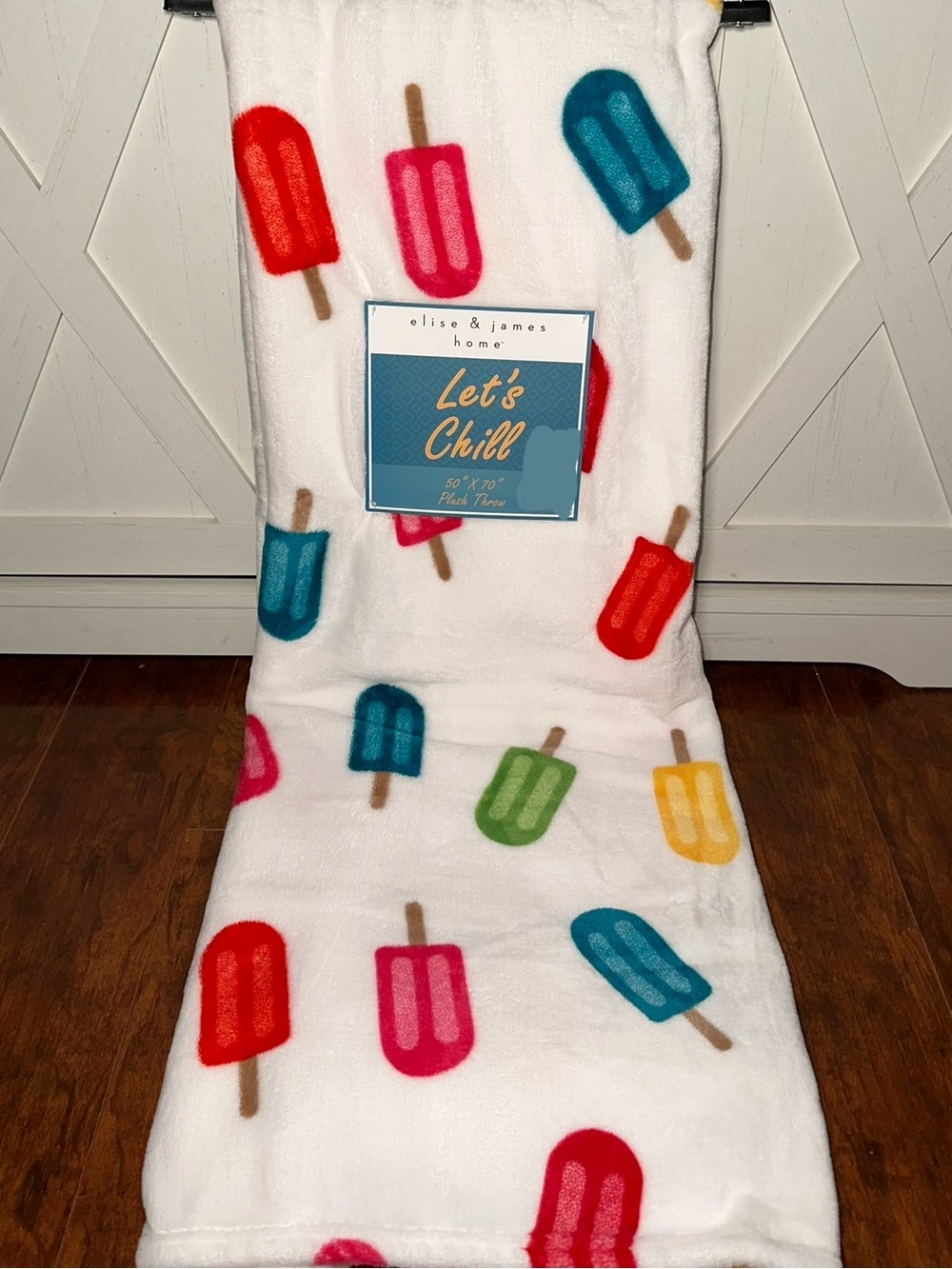 Let's Chill Summer Popsicle Print Plush Throw Blanket